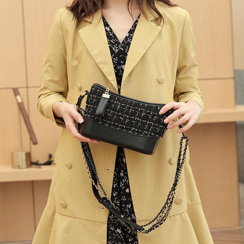 

Women's Bag 2021 New Small Fragrance Large Capacity Woolen Cloth Stray Bag Single Shoulder Messenger, Black