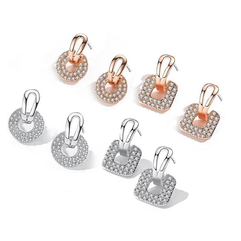 

XF-EH037 Womens Fashion Korean Earrings Jewelry for Women French Copper Zircon Hollow Hoop Earrings Gift for Women 2021