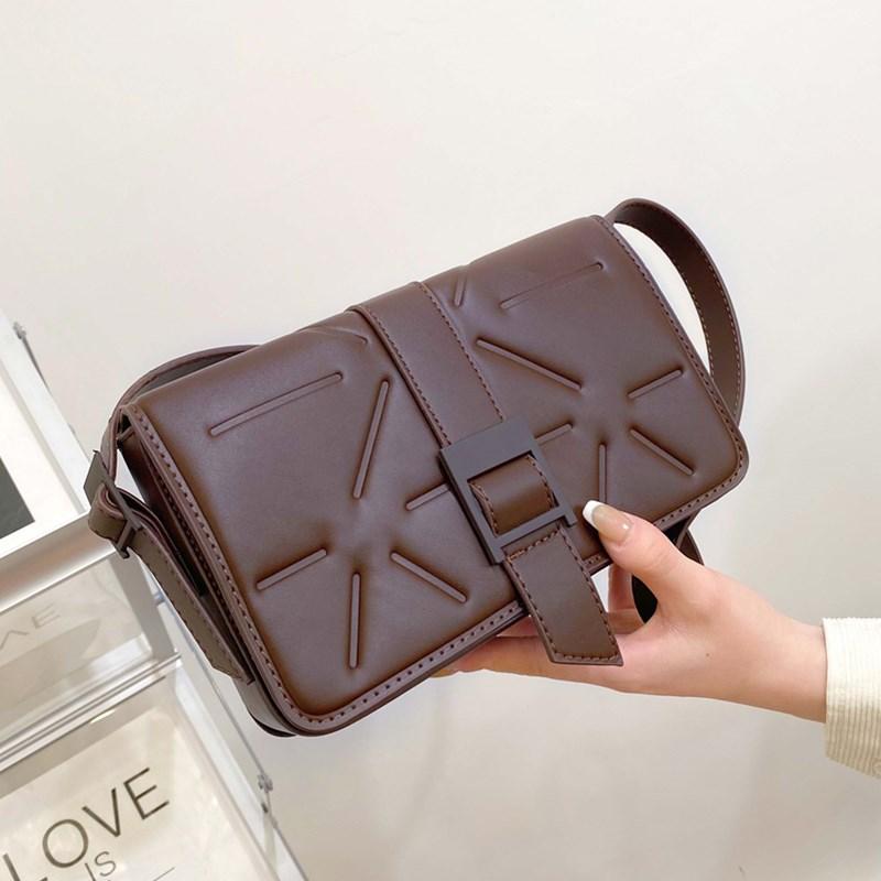 

Unique Print Pu Leather Crossbody Women's Bag Hot Sale Solid Color Messenger Handbag Ladys Personality Small Square Shoulder Bag, Black