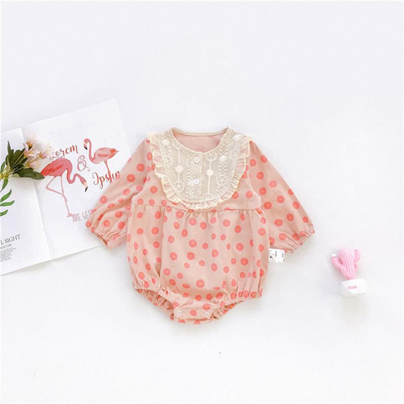 

2021 New Baby Autumn Newborn Infant Kids Clothes Girls Warm Cotton Print Jumpsuit Bodysuit 0-2y 555c, Pink