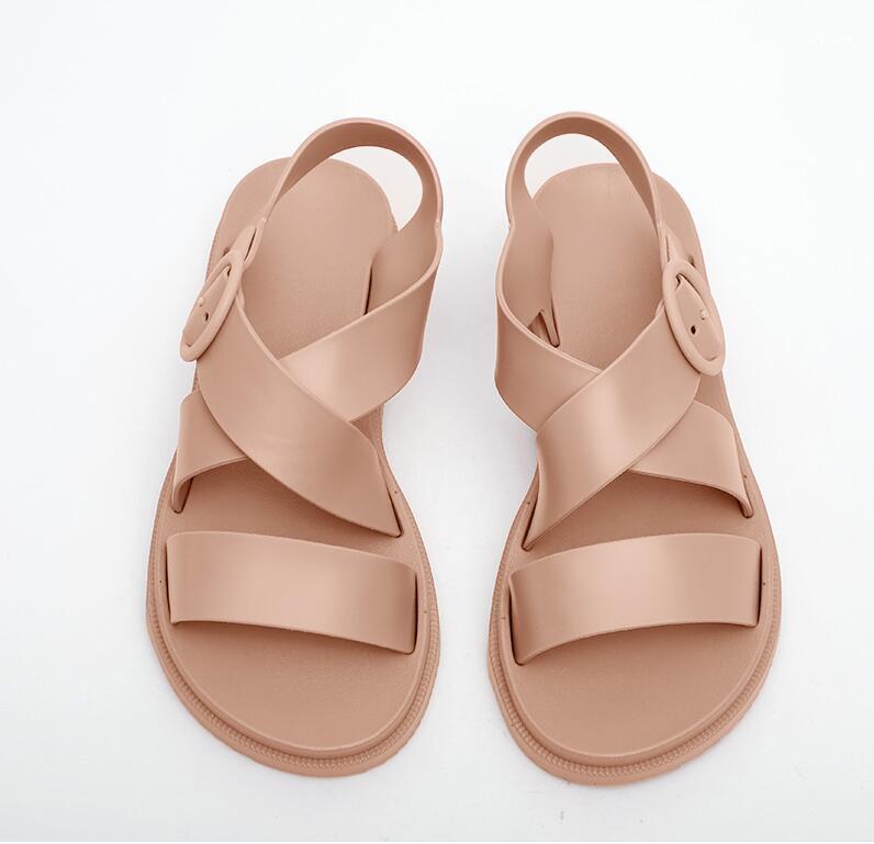 

Soft Jelly women sandals flat casual Gladiator Open Toe Buckle women shoes flats sandals1, Black