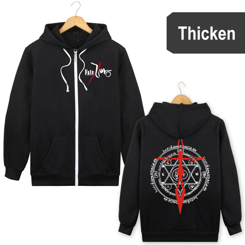 

2021 New Arrival Anime Fate Zero Cosplay Hoodies Autumn Winter Thicken Coat Fleece Jacket Clothes Hoodie Costume 6gqr, Thin -black zipper