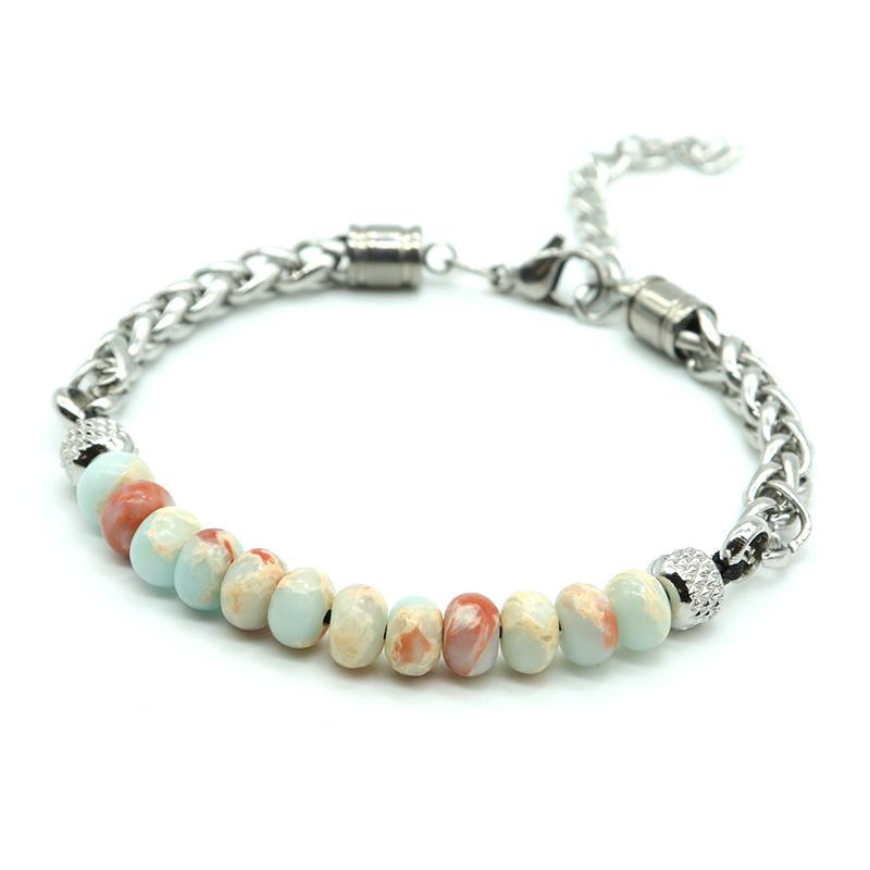 

2020 Fashion Stainless Steel Bracelet Men Women 100% Real Natural Imperial Stone Braslet Adjustable Chain Braclet For Him Gift