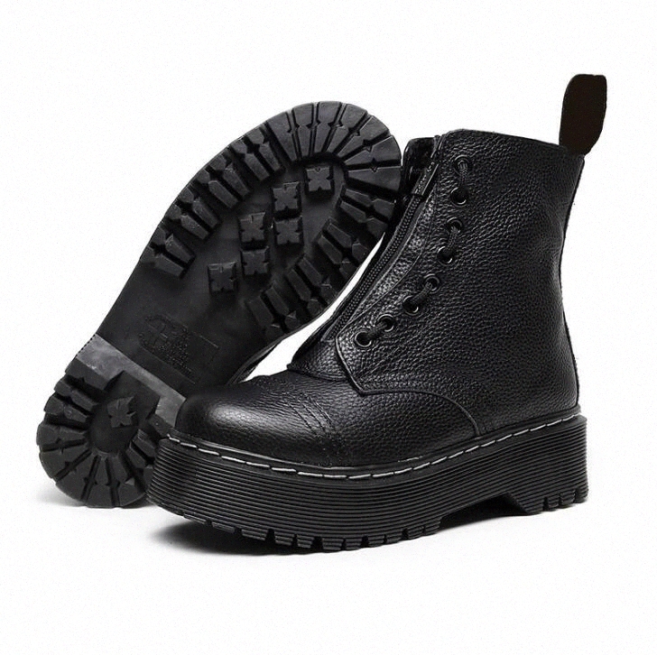 

Warm like home Size 34-41 Chunky Motorcycle Boots For Women Autumn 2019 Fashion Round Toe Lace-up Combat Boots Ladies Shoes #oL1k