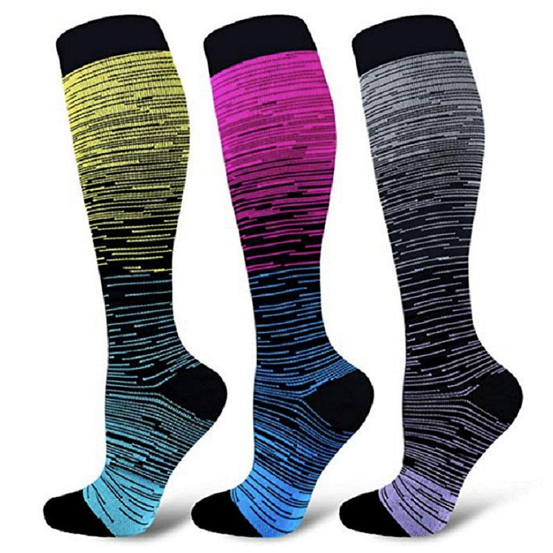 

Compression Socks Men Women Nylon Yarn Outdoor Sports High Long Tube Stockings Running Socks Happy Dot Marathon Unisex Fun, Pink