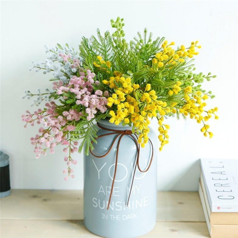 

Real Touch Fake Flowers Artificial Green Plant Acacia Bean Bunch DIY Wedding Christmas Garden Home Party Decor Acacia Bean Grass1