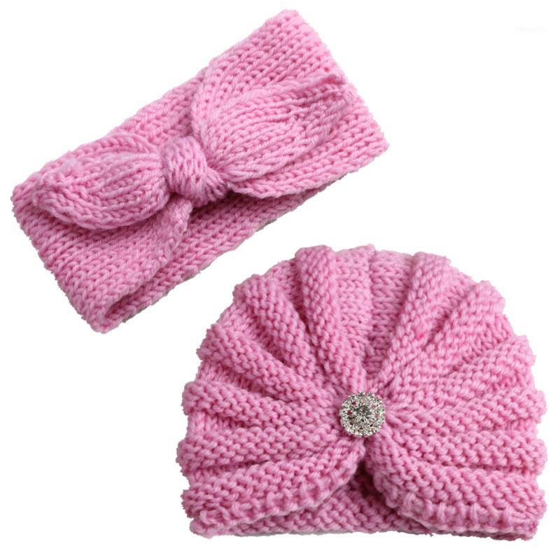 

Wholesale 2Pcs Baby Hat New Autumn Winter Hat Baby Girls hair accessories set winter thick warm knit Bonnet Kids1