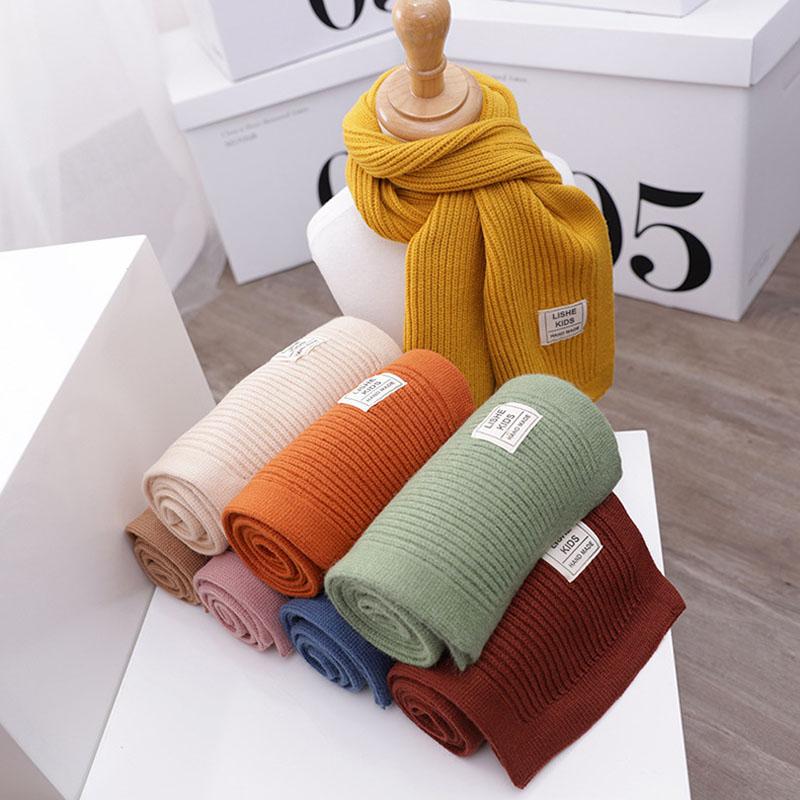 

Doitbest 2 to 10 Years old Children autumn solid knitted winter scarf warm KIDS label 2020 Acrylic kid scarves boy girls collar