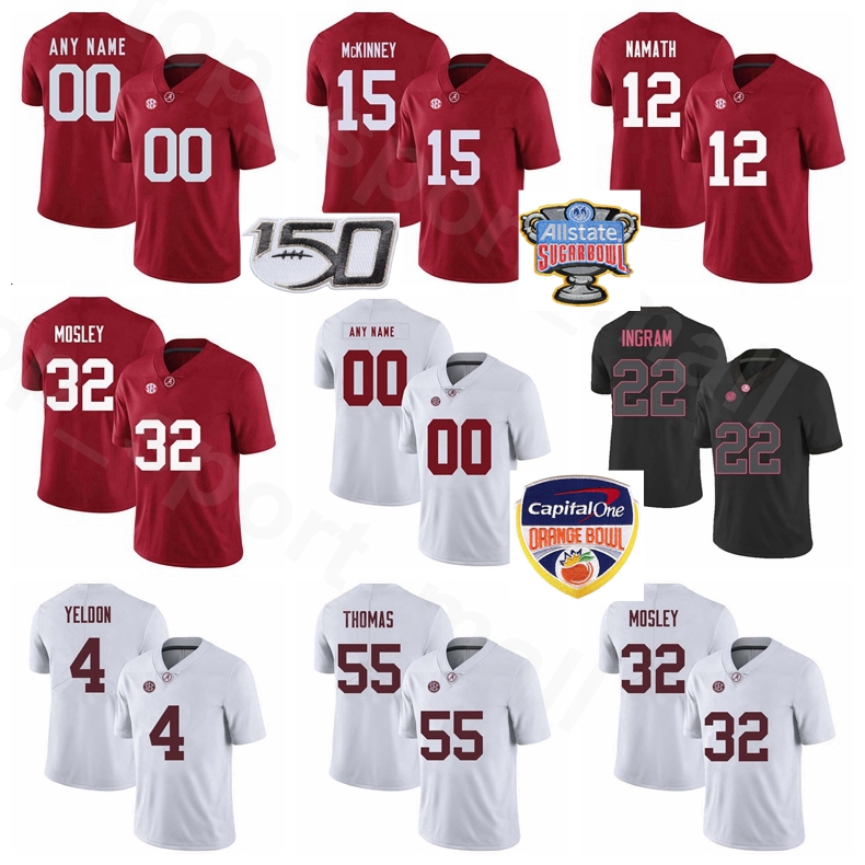 

Alabama Crimson Tide NCAA Football College 32 CJ Mosley Jersey TJ Yeldon Joe Namath Derrick Thomas Bart Starr Mark Ingram Man Youth Lady, With sugar bowl patch