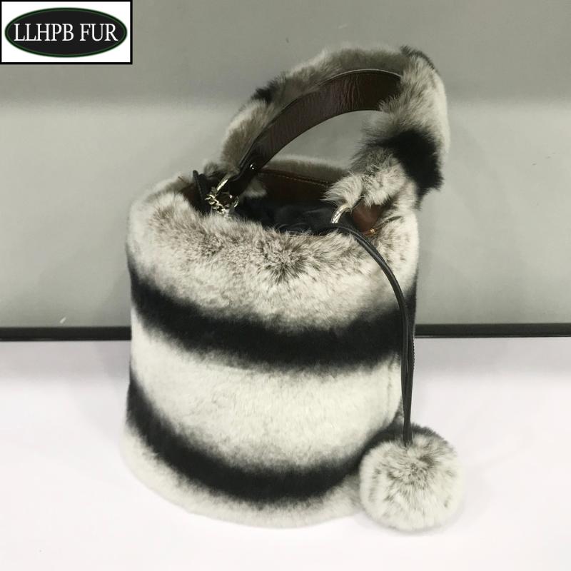 

2020 New Fashion Winter Lady Natural Rex Fur Handbags Women Real Fur Crossbody Bags Female Rex Shoulder Bag, Black