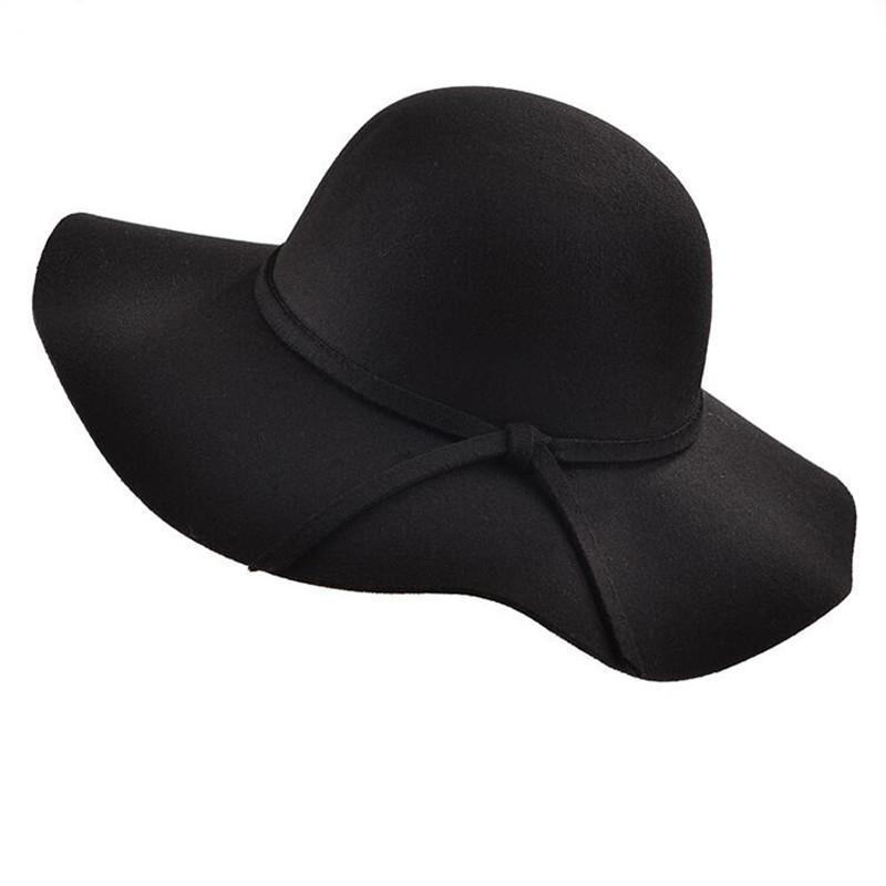 

2020 simple Vintage Retro Kids Child Girl Hats Fedora wool Felt Crushable Wide Brim Cloche Floppy Sun Parent-child Beach Cap