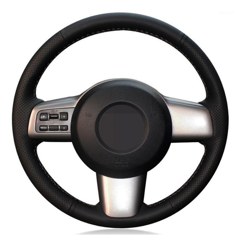 

Car Steering Wheel Cover Hand-stitched Black Artificial Leather For 2 2008 2009 2010 2011 2012 2013 20141