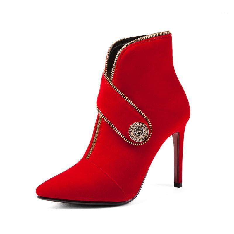 

Shoes Pointy Boot Round Toe Boots-Women Winter Footwear Pointe Ladies Autumn Rubber High Heel 2020 Mid Calf Sexy Low1