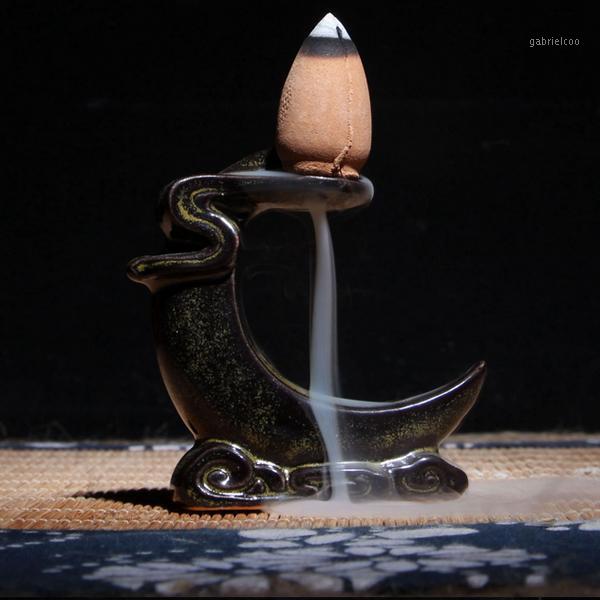 

Wholesale- New Backflow Buddha Ceramic Incense Burner Holder Buddhist Sandalwood Cones1