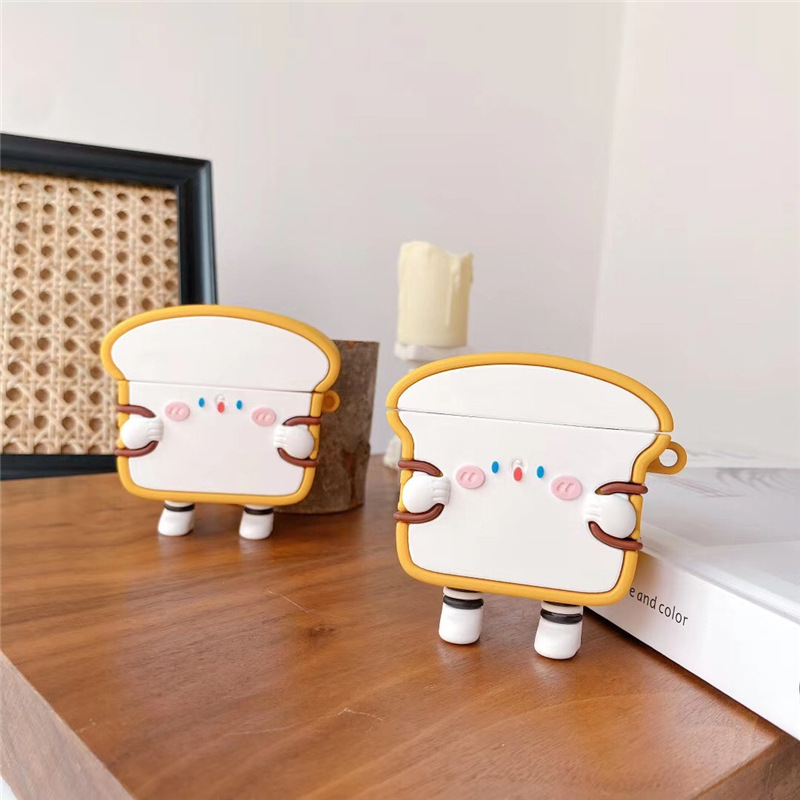 

3D Cartoon Toast Bacon Earpods Case Coque For Airpods 1 2 Silicone Wireless Bluetooth Earphone Cover For Air pods Pro 3 Case