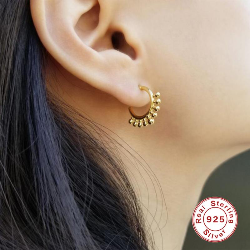 

Stud CANNER 925 Sterling Silver Earrings For Women Simple Fashion Spherical Flat Piercing Earring Earings Jewelry Pendientes