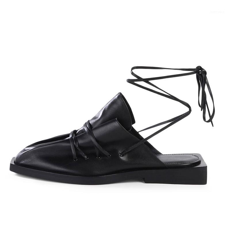 

Summer Pumps Women Square Toe Pu Leather Fashion Vintage Cross-tied Slides Sexy Elegant Ladies Shoes Ankle Ribbon High Heels1, 3cm black