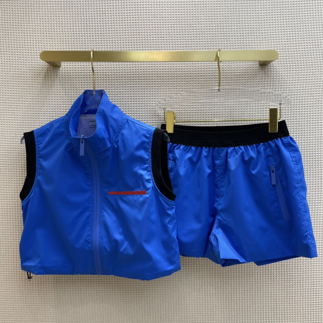 

womens nylon tracksuits gilet stand collar zip short jacket vest elastic Shorts sportwear prad shorts sweatshirt, I need see other product