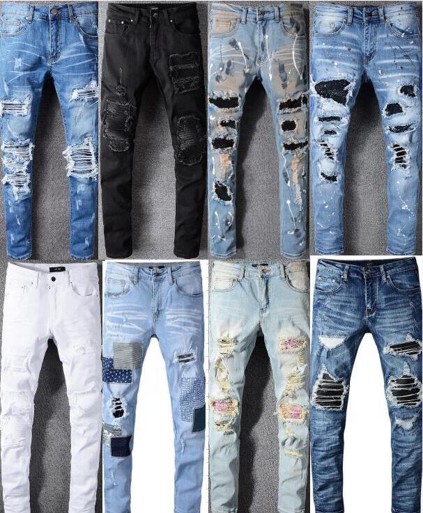 

Top High Quality Men Slim Jeans zipper Hole Casual Jean Skinny pant Biker Pants Big Size -40, Contact seller for other colors