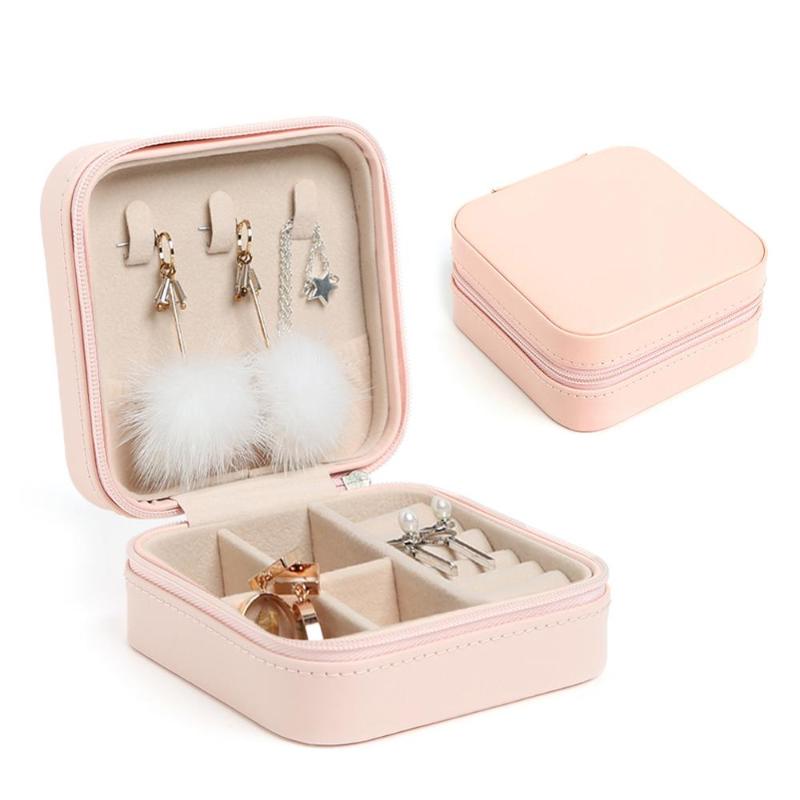 

Other Jewelry Box Portable Storage Organizer Earring Holder Zipper Women Display Travel Case 100x100x55mm Drop