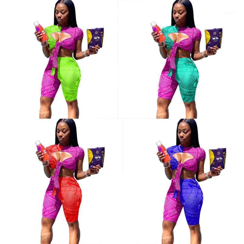 

Women Sexy Patchwork Yoga Suit Workout Sports Yoga Set 2Pcs String Gym Clothing Fitness Short Sleeve Sports Suits Short1