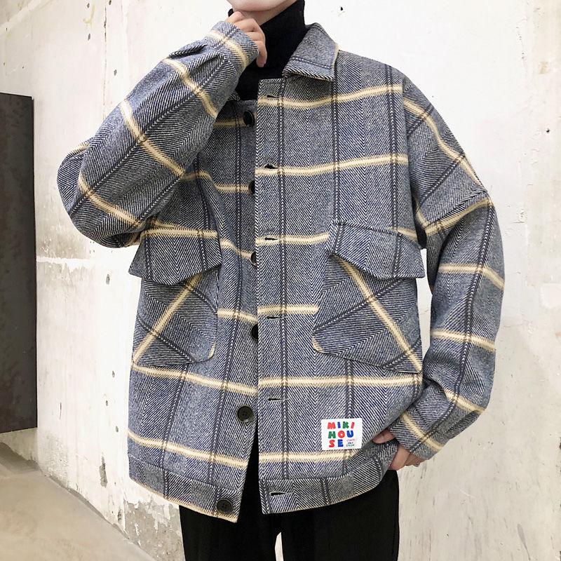 

Men's New Large Plaid Tweed Casual Thickening Coat In Autumn / Winter 2020 Loose Korean Fashion Cotton Jacket Size -3XL, Gray