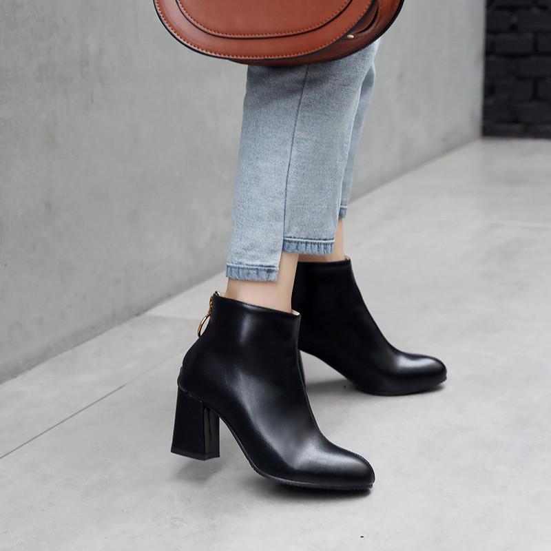 

YMECHIC Fashion Autumn Chunky Block High Heel Motorcycle Boots Green Black Chains Pu Leather Womens Ankle Short Boot Shoes Lady, Beige