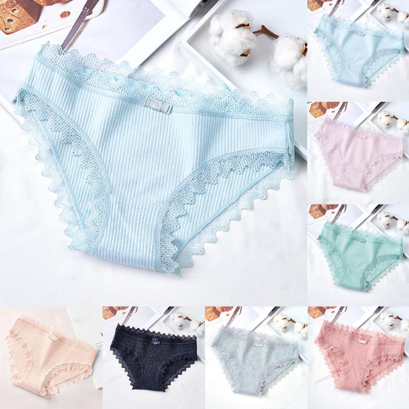

Women Briefs Underwear Comfort Sexy Lace Panties Seamless Breathable Cotton Antibacterial Underwear Women Mid-Rise Thin Lingerie, A4