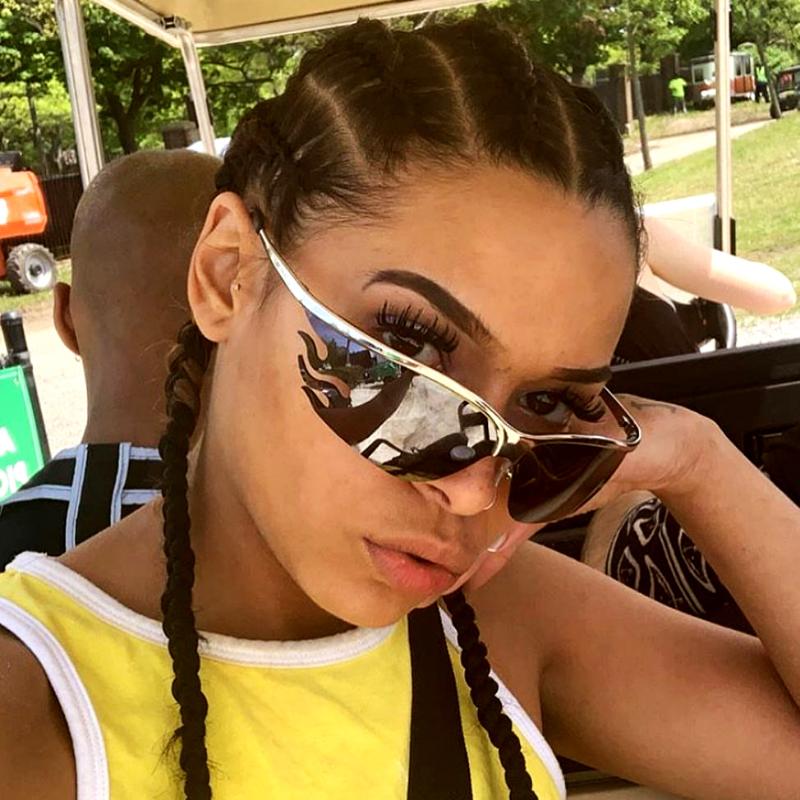 

Sunglasses Rimless Fashion Fire Flame Sun Glasses Women Men Oversized Designer Vintage UV400