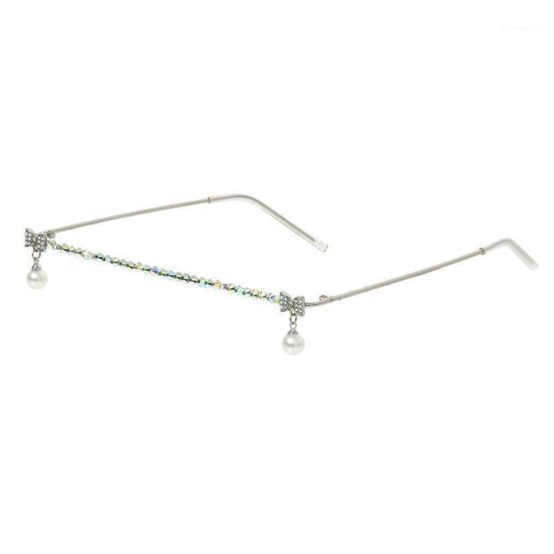 

Diamond Square half frame Sunglasses Women Men Luxury Crystal Rhinestone Eyeglasses Rimless Transparent Clear Sun Glasses1