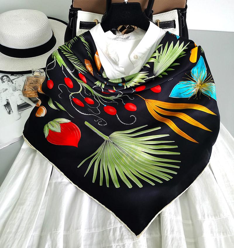 

Scarves Women's 100% Pure Silk 12mm Satin Printed Big Square Scarf Wrap Kerchief 108cm 42.5" WD009-2