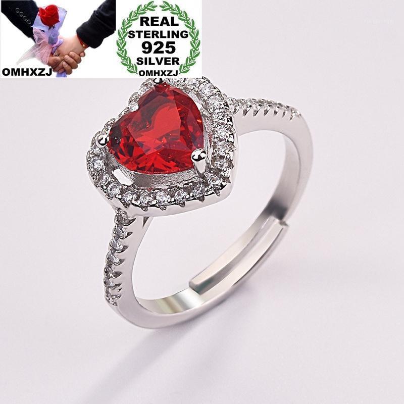 

Cluster Rings OMHXZJ Wholesale European Fashion Woman Girl Party Birthday Wedding Gift Heart Red Zircon 925 Sterling Silver Ring RR989, Golden;silver