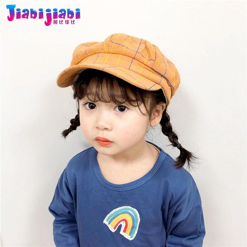 

Children Summer Beret Caps for Boy Girl Spring Baby Octagonal Hats Toddler Kids Vintage Plaid Thin Fabric Sun Shade Caps 2-8 Old1, Dark grey