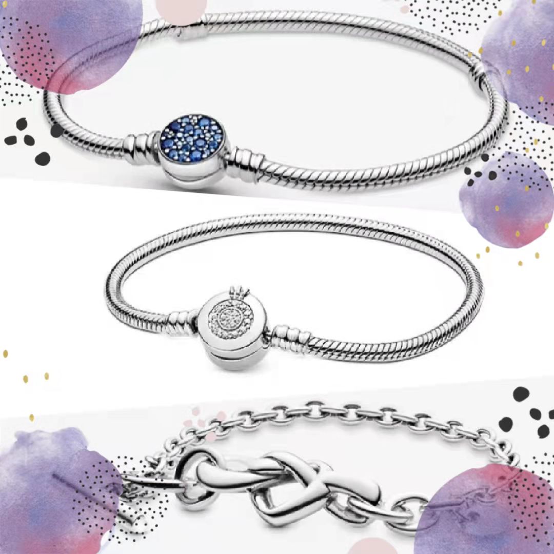 

NEW arrival 925 Sterling Silver beaded strands Hand Chain Bracelets with Original Box for Pandora Knotted Heart Bracelet Women luxury designer BRACELET