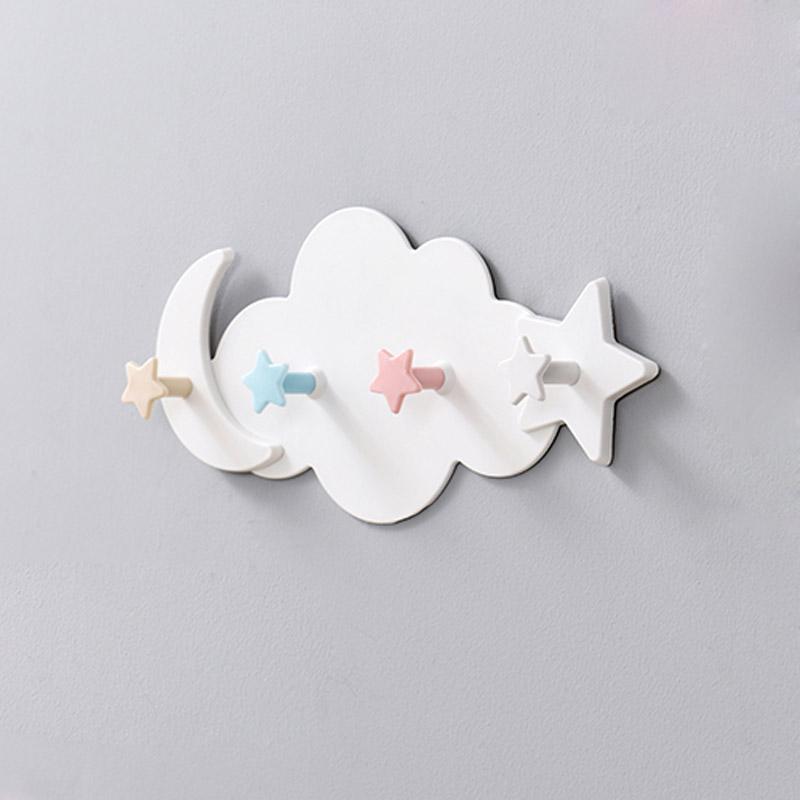 

Creative Cute Star Moon Cloud Shape Nail-free Wall Clothes Hooks Kids Room Decorative Key Hanging Hanger Kitchen Storage Hook