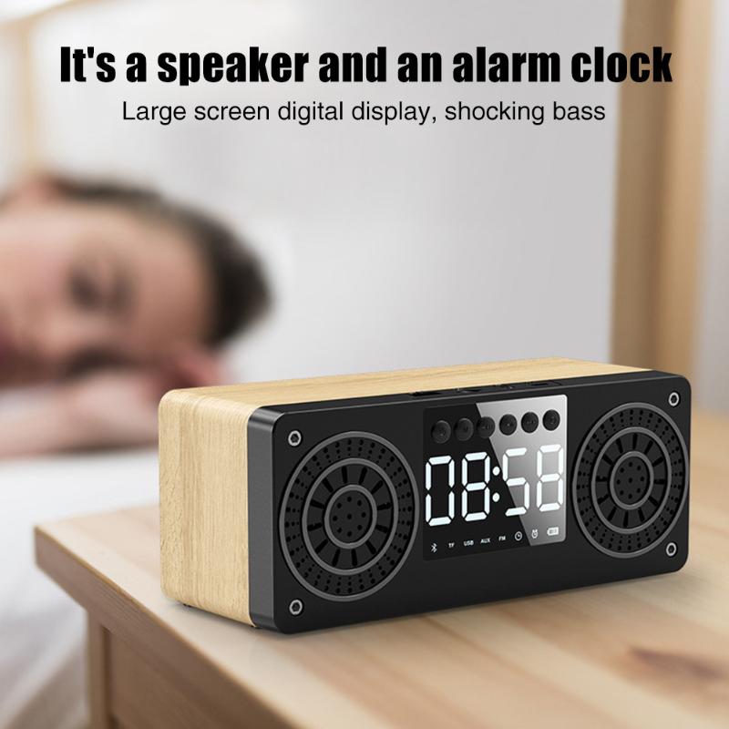 

U Disk Alarm Clock Speaker Bluetooth 5.0 Aux Hotel Rechargeable Office Kids Room Portable Bedroom FM Radio TF Card Support Home