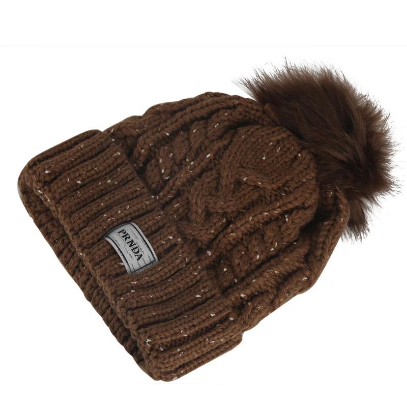 

Fur Pompom Hats Crochet Knit Wool Girls Matching Hat Beanie Comfortable Knitting Caps Hip-hop Snap Slouch Skullies Bobble Ball