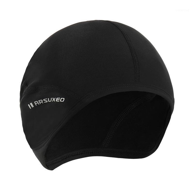 

Winter Caps Outdoor Sports Men Bicycle Windproof Thermal Helmet Liner Running Skiing Riding Hat Skiing Fleece Cycling Cap1, Black