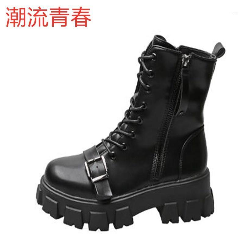 

Women Thick Heel Ankle Platform Boots Heel Chunky Sneakers Black Boots Shoes Height Increasing Women Autumn Winter1