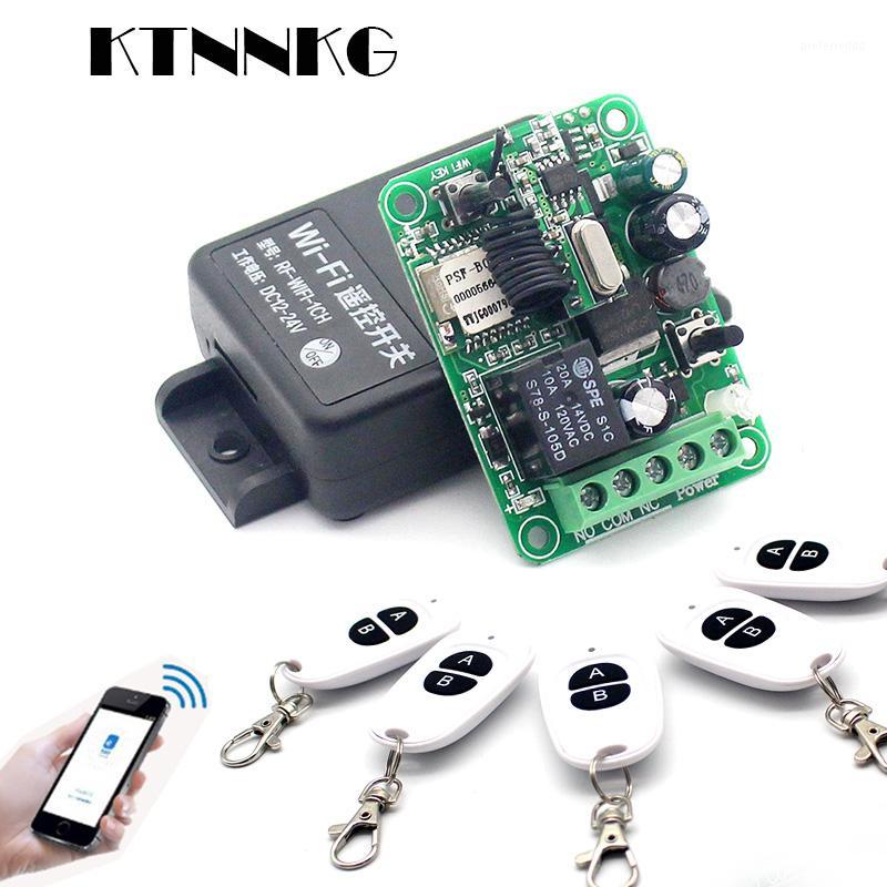 

APP Wifi Switch 1CH DC 7-36V 10A Relay Receiver Module 433Mhz Universal Wireless Remote Switch for Remote Garage KTNNKG1