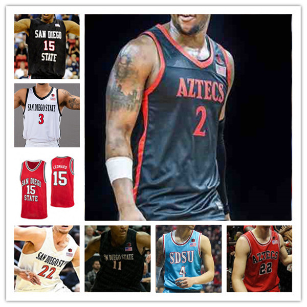 

Custom San Diego State Aztecs SDSU College Basketball Jersey Leonard Matt Bradley Trey Pulliam Lamont Butler Nathan Mensah Keshad Johnson Adam Seiko Baker-Mazara, Man blue
