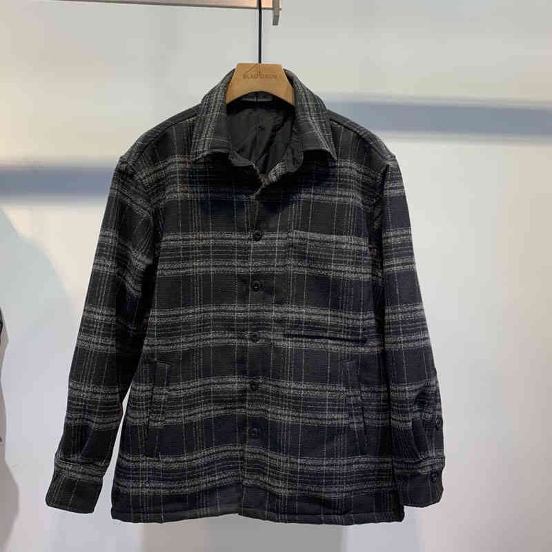 

Men's Jackets Cotton Japanese Loose Coat 3 Colors Optional Brown Plaid Jacket Casual Outerwear O9B7, Black