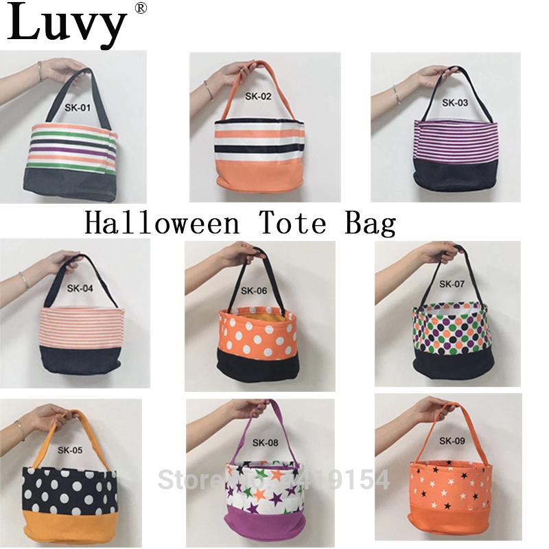 

Luvy Halloween Bucket Tote Bag Personalized Sack Decorations Drawstring Trick or Treat Pumpkin Baskets Kids Gift Candy Cane Sack