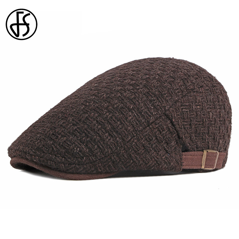 

FS Spring Classic Knitted Newsboy Beret Hats For Men Women Brown Gray Cabbie Cap Outdoor Sport Flat Golf Caps Boina Feminina, Gray beret