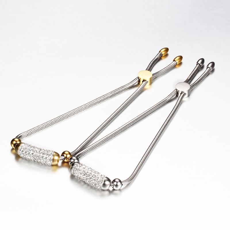 

Stainless Steel Snake Chain Bracelets Silver Color Gold Adjustable Bracelets Bangles with Crystals Collier Femme Jewelry1