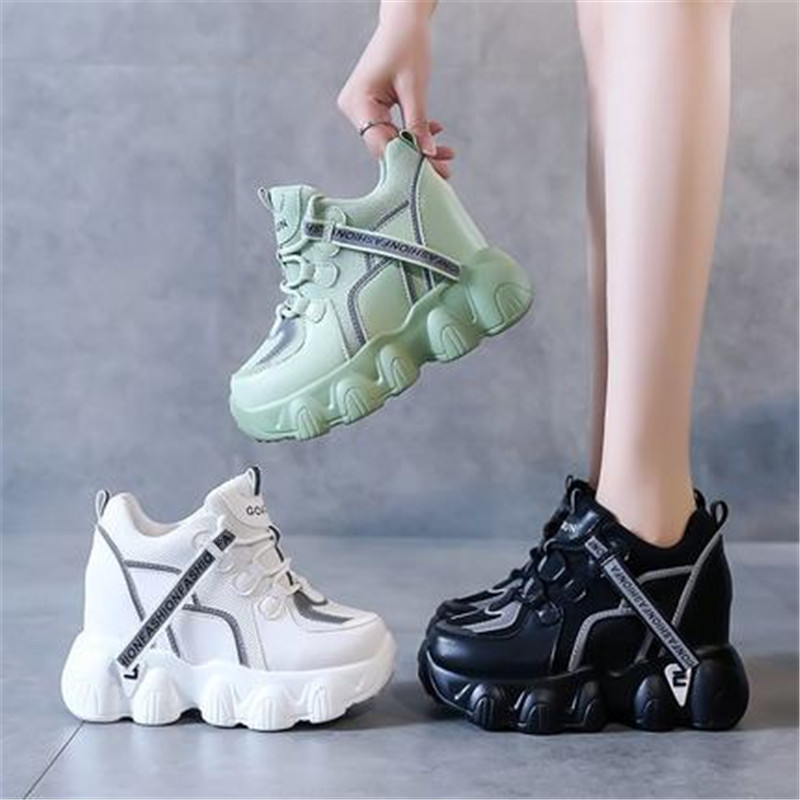 

New Hidden 2021 Six-inch Heels Women Thick Women's Walking White Shoes ZK18, Green.