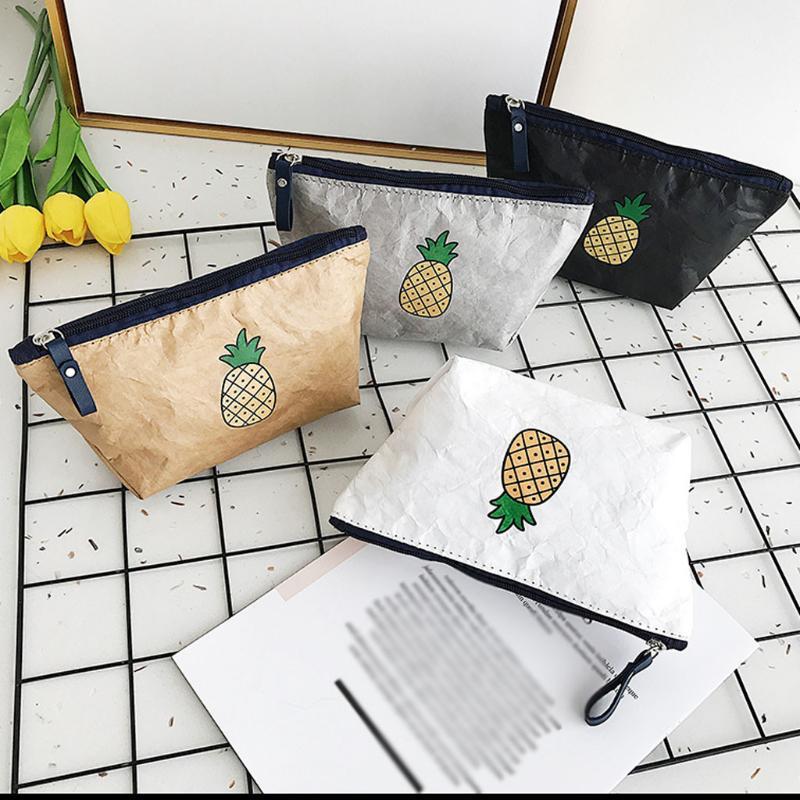 

Women paper Travel Cosmetic Bag Makeup Bags Handbag Female Zipper Purse Small Make Up Bag Travel Beauty waterproof Storage Pouch1, Black