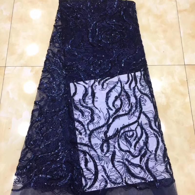 

2020 new design African lace fabric high quality French Nigeria sequined tulle lace fabric D3616