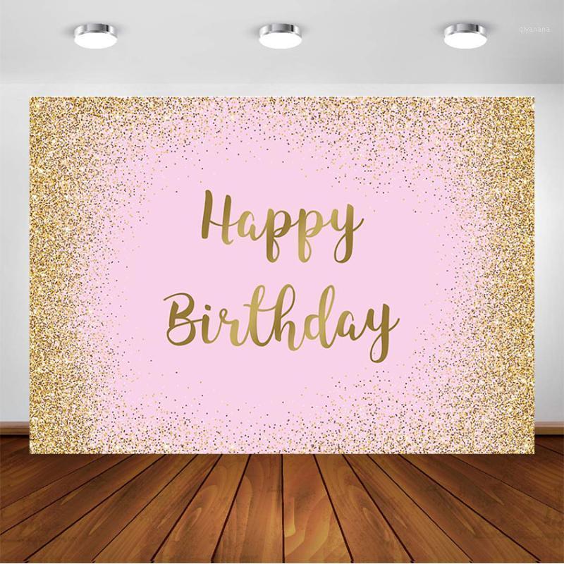 

Glitter Golden Pink Photography Backgrounds Girls Women Gold Birthday Party Banner Customize Backdrop Adult Birthday Decorations1