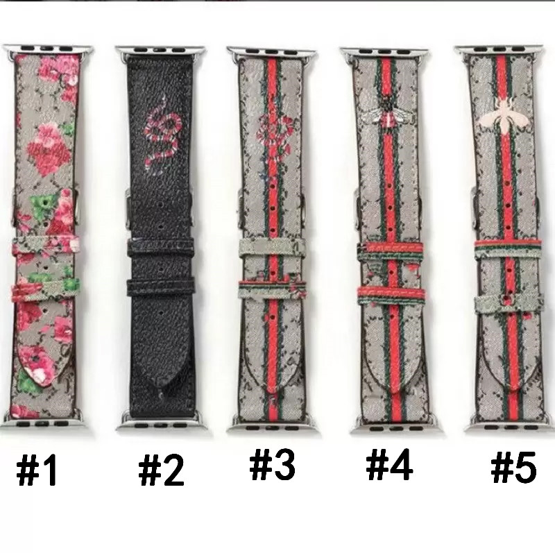 

Fashion Flower designer Watchbands Straps For Apple Watch 41mm 42mm 38mm 40mm 44mm 45mm iwatch 2 3 4 5 6 7 bands Leather Strap Bra